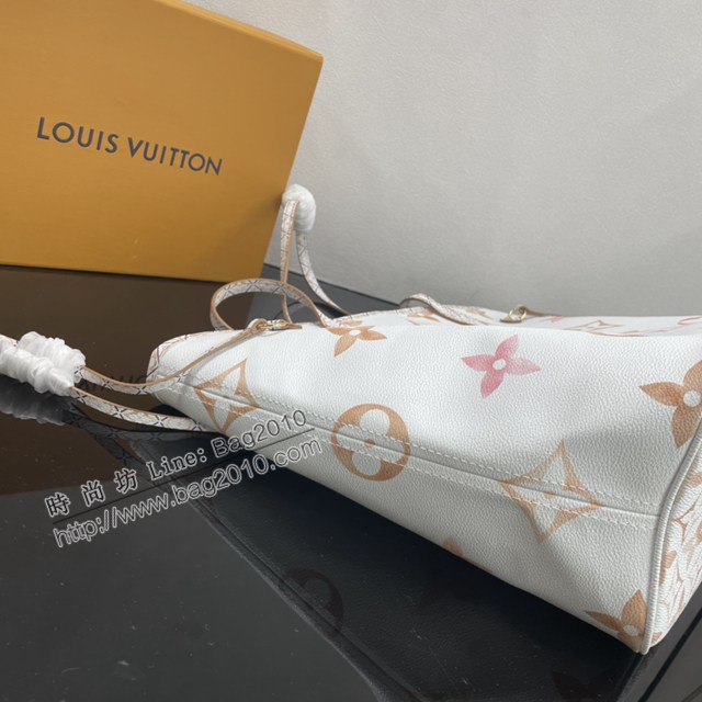 Lv路易威登2023專櫃新款Neverfull中號手袋 LV淡雅帆布描繪購物袋 M22978 M22979 M22980 ydh5094